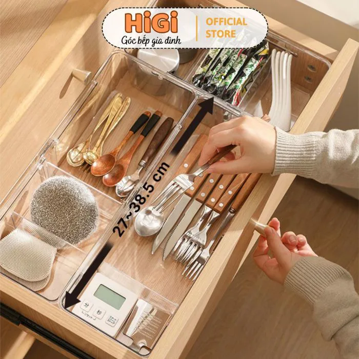 Khay Chia Ngăn Kéo Điều Chỉnh Kích Thước Đựng Đũa Thìa, Mỹ Phẩm, Đồ Dùng  Học Tập Linh Hoạt Ngăn Nắp