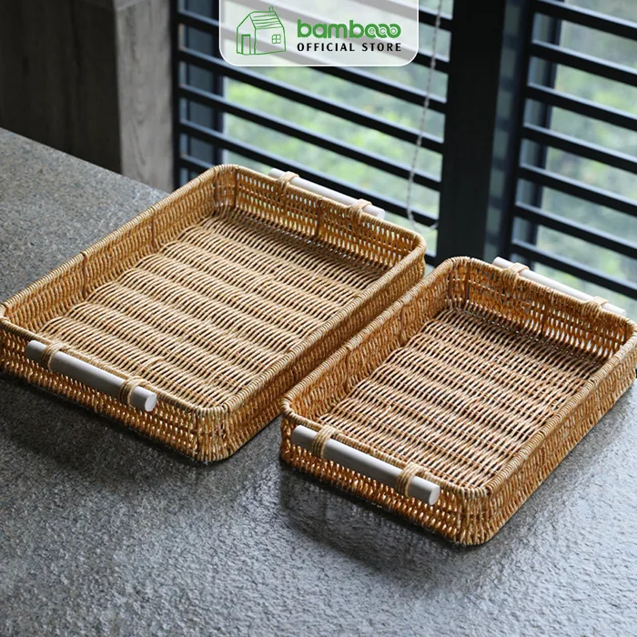 Khay nhựa giả mây BAMBOOO ECO khay đựng hoa quả bánh kẹo decor chụp – THE  BAMBOO
