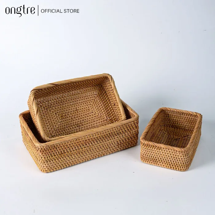 Khay mây Guột hình chữ nhật đựng đồ ăn, decor, chụp ảnh - ONGTRE - ONGTRE
