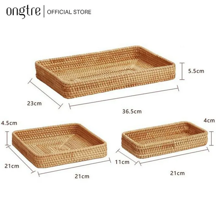 Khay mây Guột hình chữ nhật đựng đồ ăn, decor, chụp ảnh - ONGTRE - ONGTRE