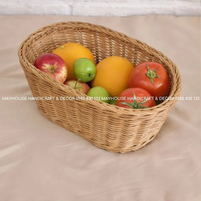 Khay mây đan thủ công hình oval