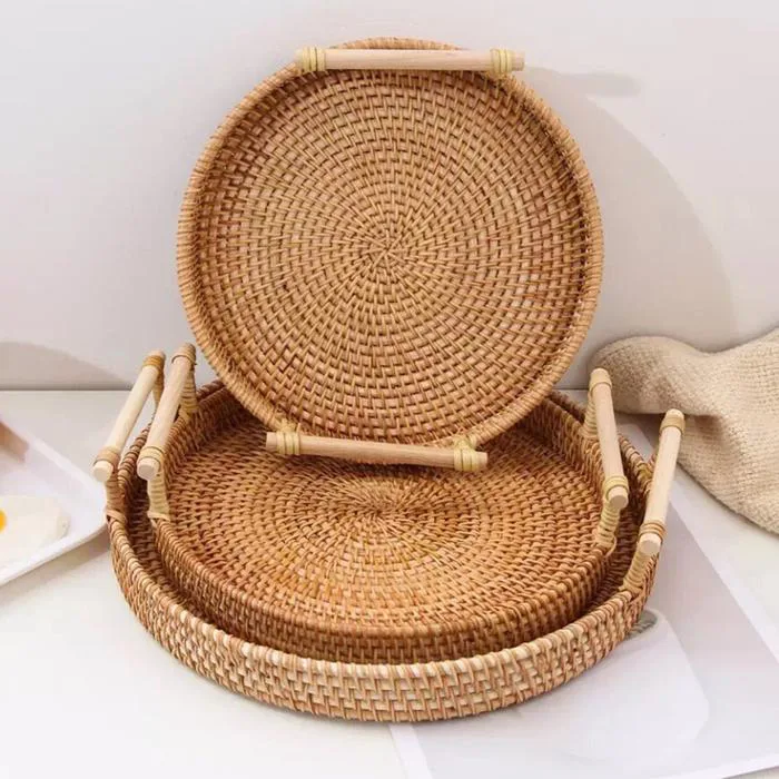 Khay Mây Tròn - Khay Mây Guột Trang Trí Decor - Rattan Tray