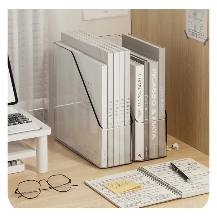 Khay đựng sách trong suốt, khay dọc đứng đựng tài liệu sách vở decor bàn  học, trang trí bàn học