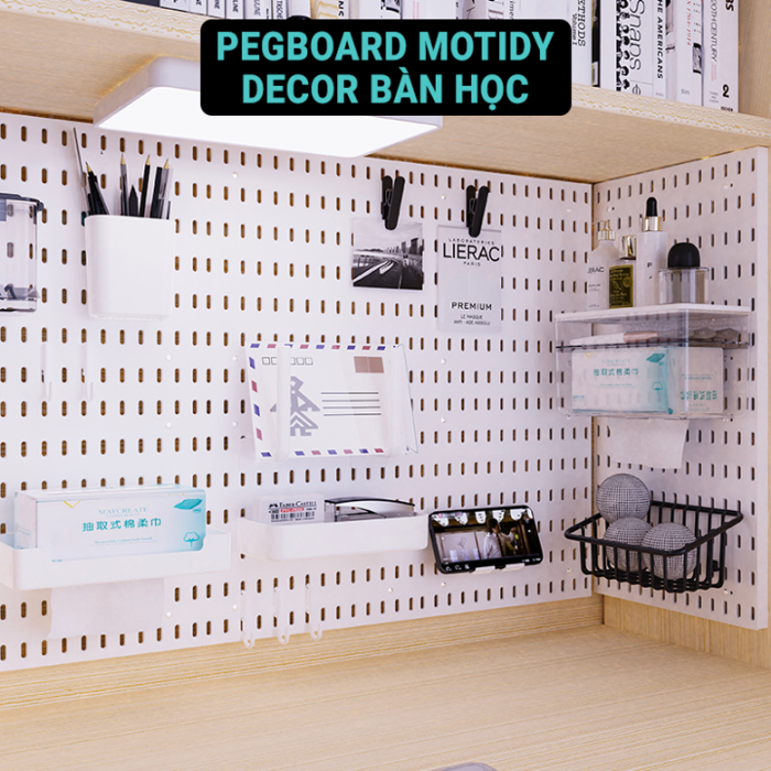 Pegboard kệ decor bàn học trang trí góc làm việc giá lưu trữ để đồ đa năng  treo tườngbảng đục lỗ decor phòng học Khay Nhựa Và Móc Treo Đa Năng -