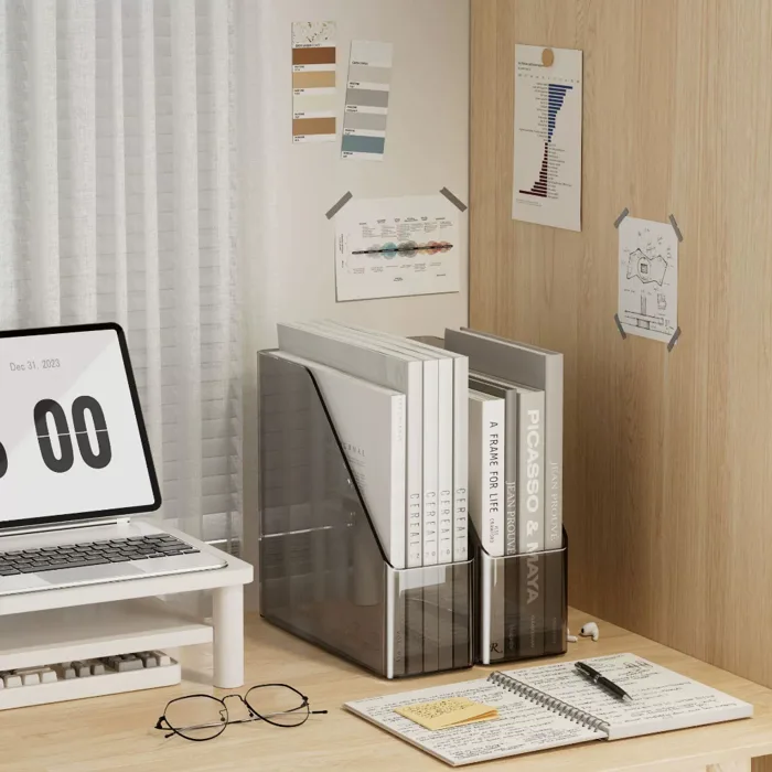Hộp đựng sách trong suốt, khay đựng tài liệu sách vở decor bàn học, trang  trí bàn học BG15 | Shopee Việt Nam