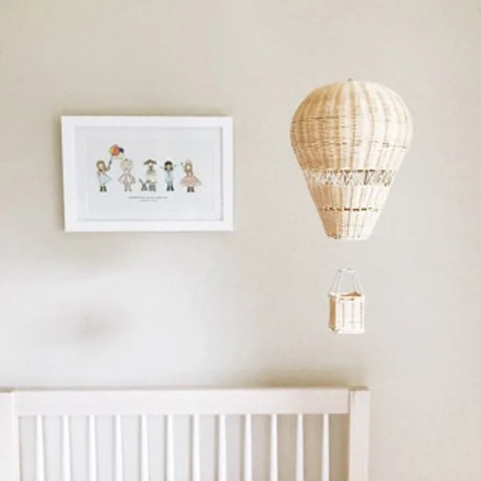 Khinh khí cầu mây treo trần trang trí phòng. Decor phòng bé, decor sinh nhật. Trang trí phòng phong cách minimalism