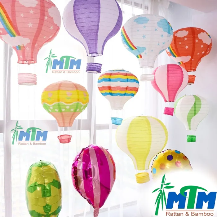 Khinh khí cầu giấy / đèn lồng giấy - trang trí khu vui chơi, lớp học mầm non.