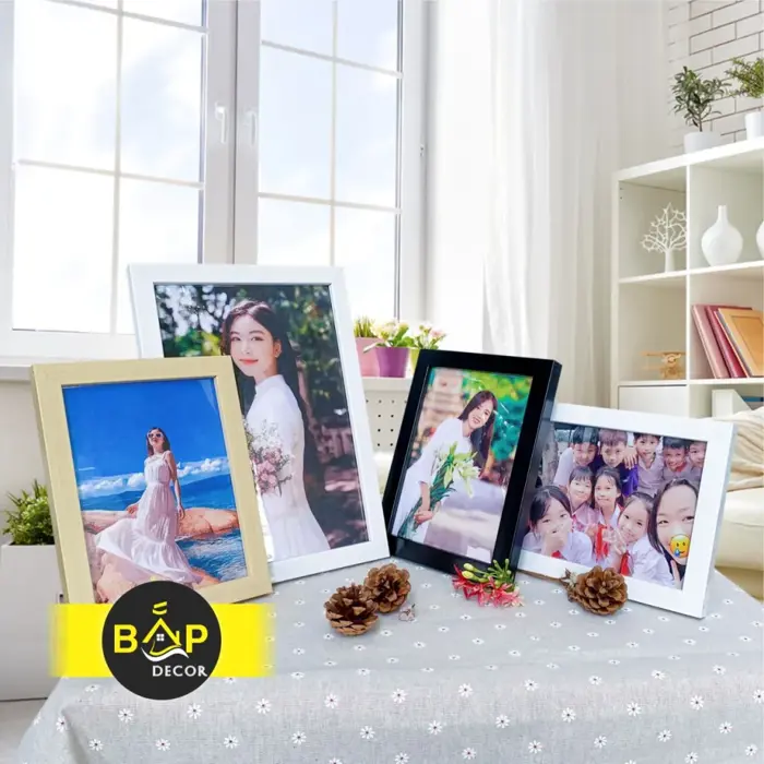 Khung ảnh để bàn khung ảnh treo tường khung hình kèm chân trang trí bàn học  quà tặng sinh nhật Bắp Decor Mặt Mica Bóng Chóng Trầy Khung 15X20Cm -  Lazada |