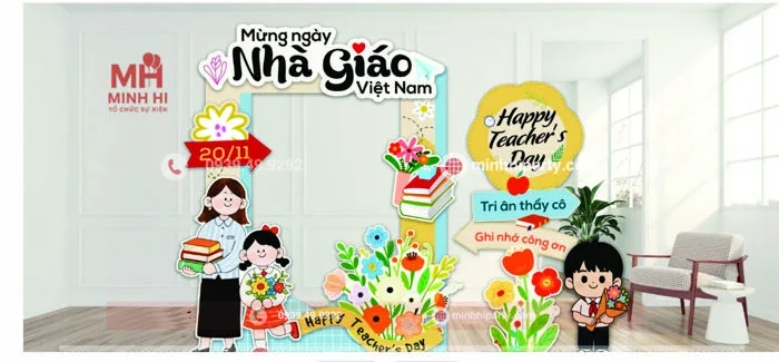 20 MẪU TRANG TRÍ BACKDROP 20/11 MỚI NHẤT 2025
