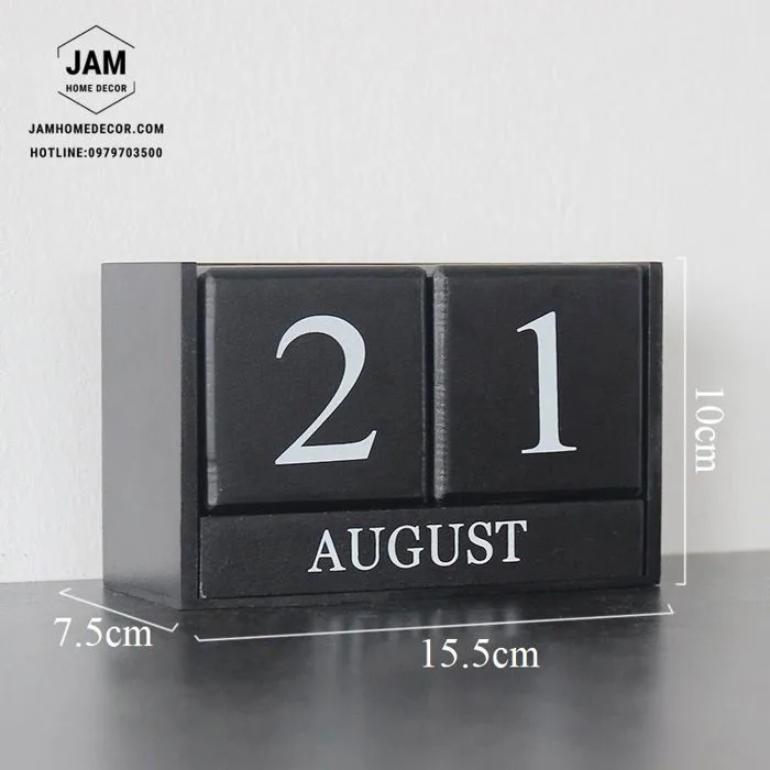Lịch để bàn bằng gỗ khối vuông - Jam Home Decor