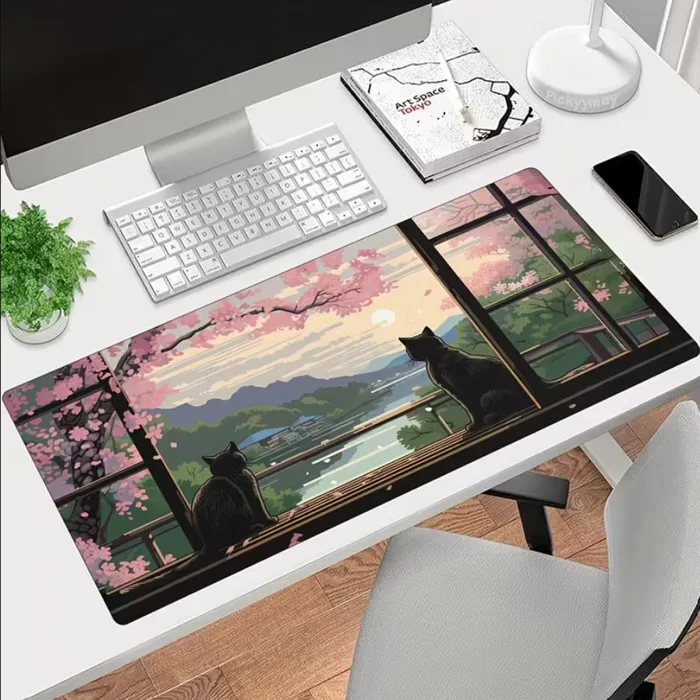 Lót chuột, pad chuột mèo chill Vua Lót Chuột Deskmat dễ thương decor bàn  học, Laptop, PC