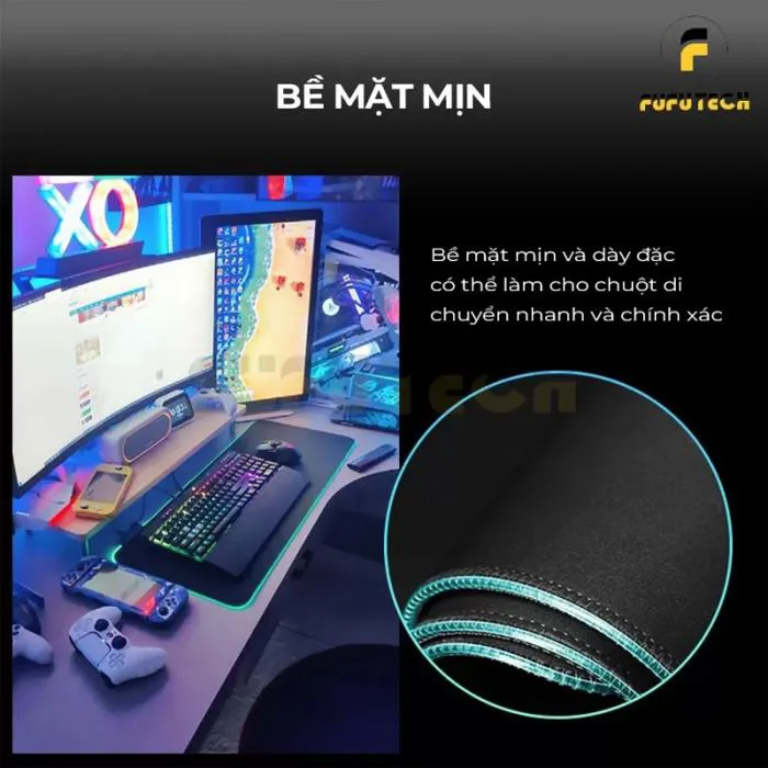 Lót chuột Gaming viền LED RGB Fufutech 80x30 cm