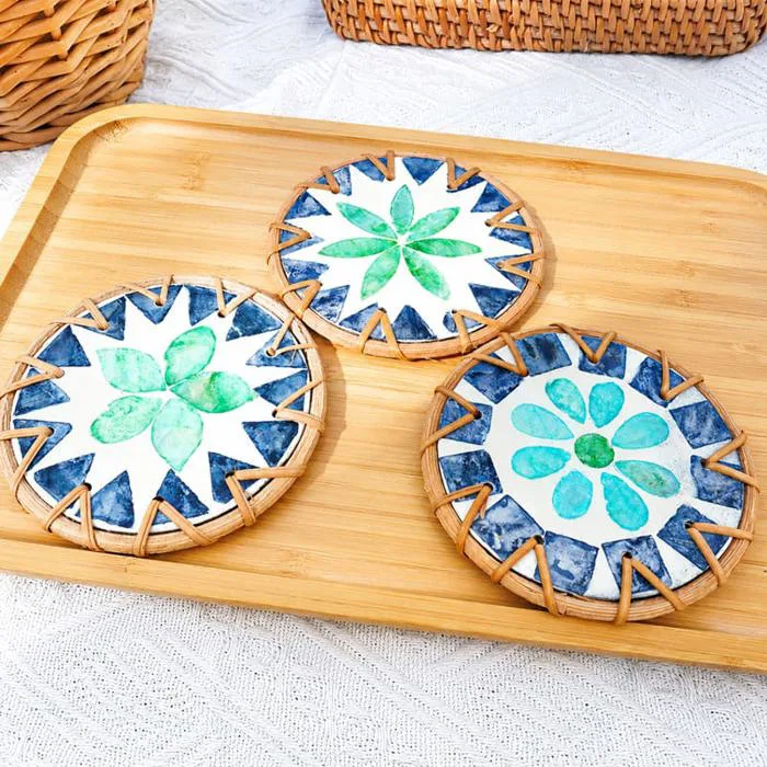Đế Lót Ly Mây Khảm Trai Kiệt Tác Thủ Công Decor | ANKAN