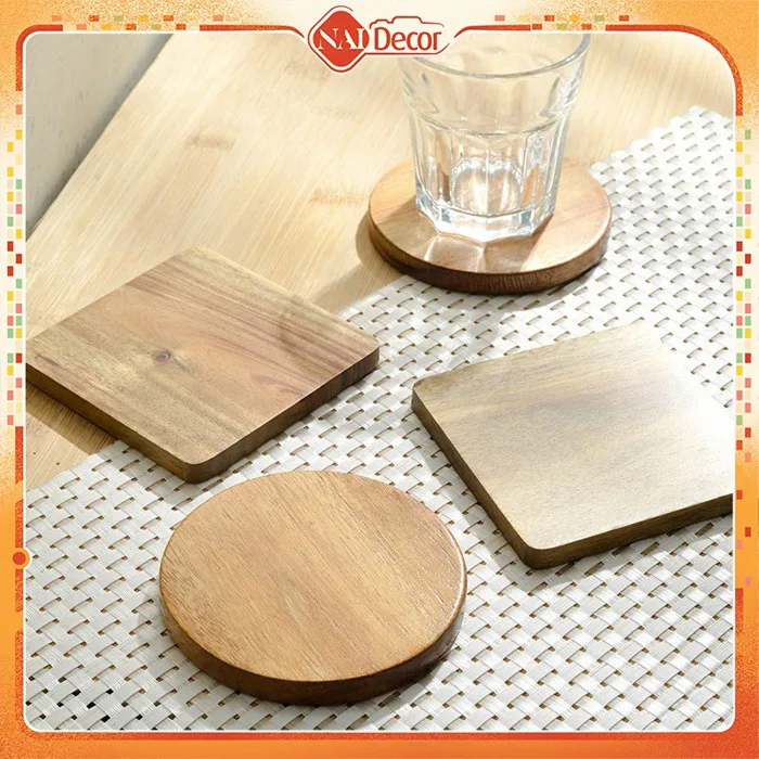 Đế Lót Ly Bằng Gỗ Keo Kích Thước 10cm - Nai Decor