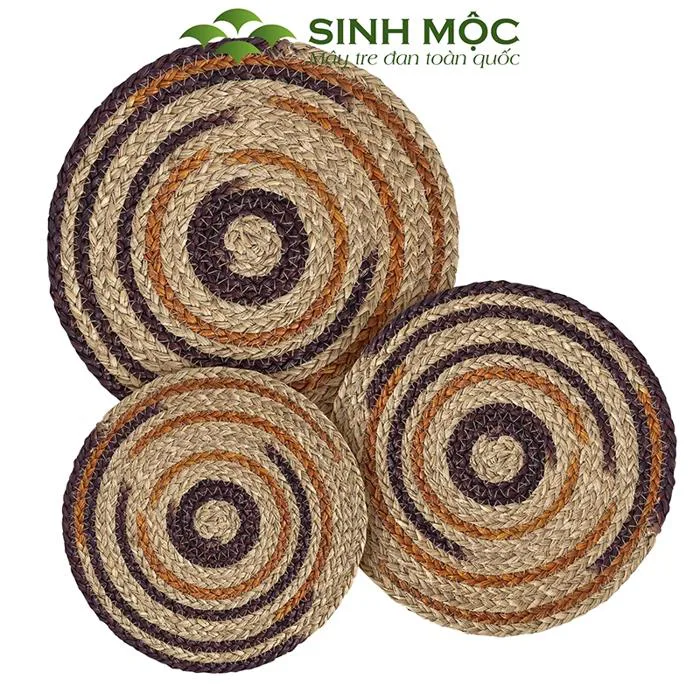 Decor bàn ăn, miếng lót ly, tấm lót cốc chất liệu cói