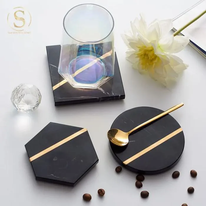 Lót ly hình vuông mặt đá cao cấp Luxury Decor - Sam Golden Home