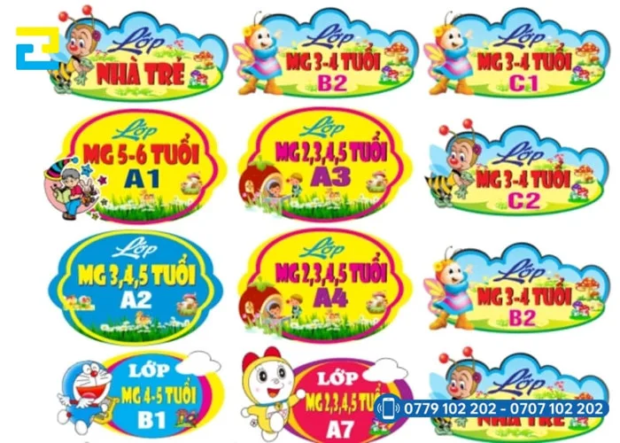 Bảng tên lớp mầm non đẹp, bền, giá rẻ - inan2h