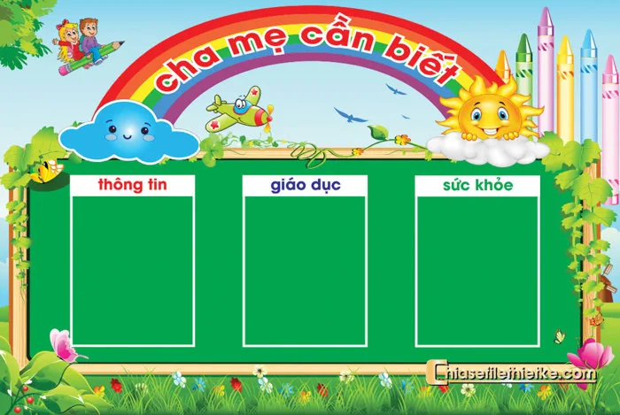 Bảng Tin, Thông Báo dành cho trường mầm non, file Corel thiết kế mới nhất 008