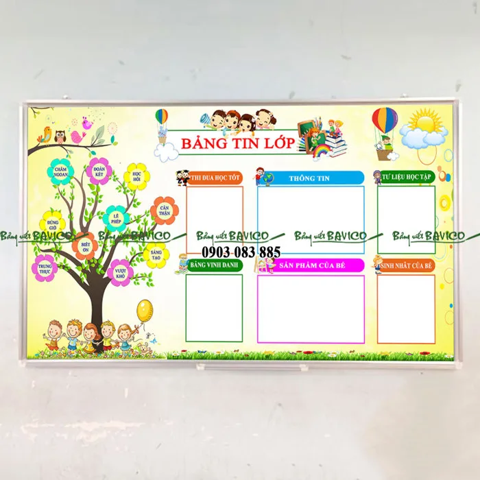 Bảng tin lớp học in PP viền khung nhôm - Bảng Viết Bavico Bảng tin lớp học in PP viền khung nhôm - Bảng Viết Bavico