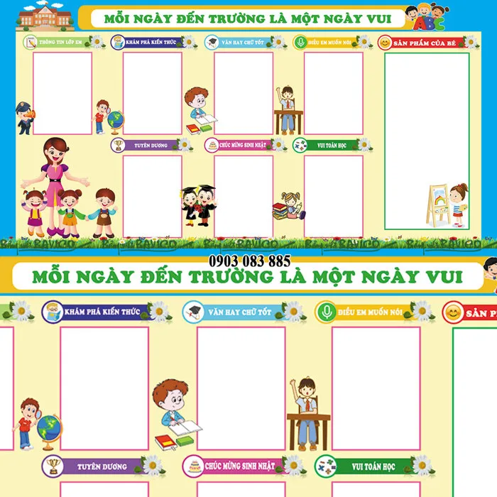 Bảng tin lớp học in PP viền khung nhôm - Bảng Viết Bavico Bảng tin lớp học in PP viền khung nhôm - Bảng Viết Bavico