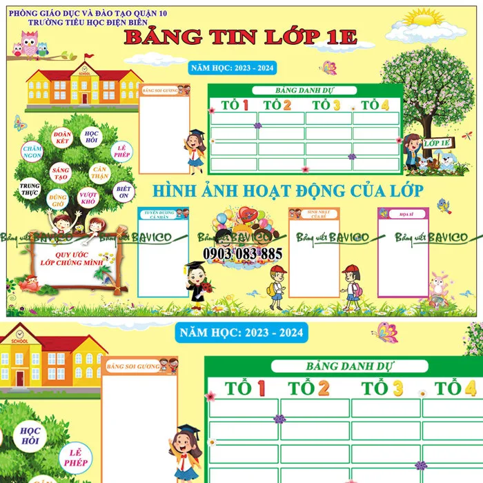 Bảng tin lớp học in PP viền khung nhôm - Bảng Viết Bavico Bảng tin lớp học in PP viền khung nhôm - Bảng Viết Bavico