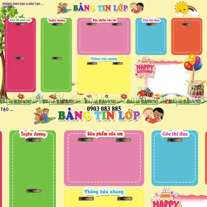 Bảng tin lớp học in PP viền khung nhôm - Bảng Viết Bavico Bảng tin lớp học in PP viền khung nhôm - Bảng Viết Bavico
