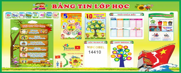 Bảng tin lớp học 2C - trường tiểu học mẫu 2025 file corel | VIPcorel.com -  Thư viện mẫu thiết kế đồ họa CorelDRAW (CDR).