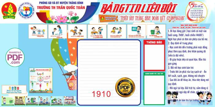Market Bảng tin liên đội trường tiểu học Trần Quốc Toản file CDR |  VIPcorel.com - Thư viện mẫu thiết kế đồ họa CorelDRAW (CDR).