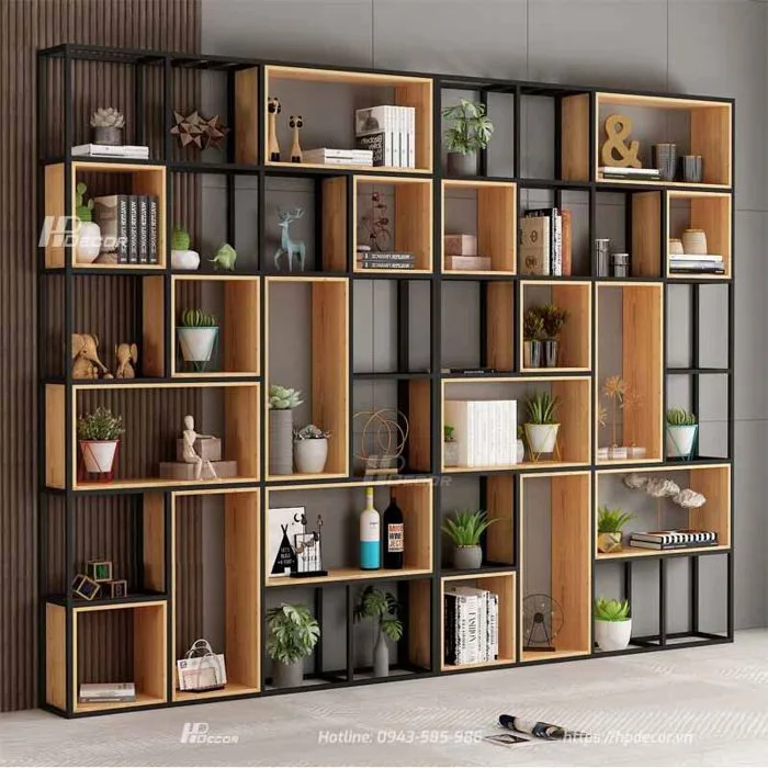 Mẫu kệ sách đẹp cao cấp khung kim loại KDS-07 - HPdecor Mẫu kệ sách đẹp cao cấp khung kim loại KDS-07 - HPdecor