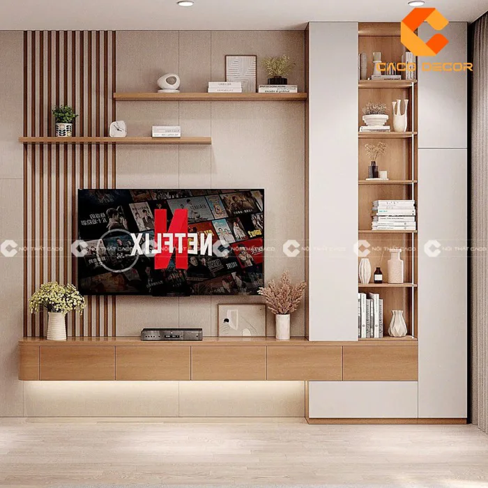 50+ Ý tưởng thiết kế kệ tivi treo tường phòng khách đẹp