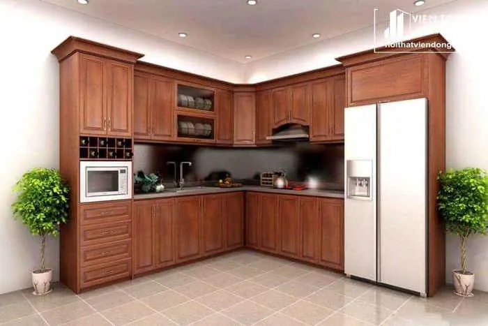 Mẫu tủ bếp gỗ gõ đỏ đẹp 007 - Nội Thất Viễn Đông Mẫu tủ bếp gỗ gõ đỏ đẹp 007 - Nội Thất Viễn Đông