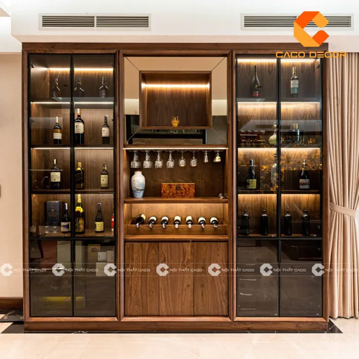 BST mẫu tủ rượu cánh kính đẹp, hiện đại là xu hướng của 2024