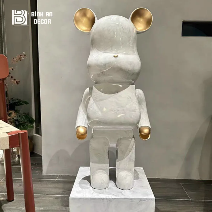 Tượng Gấu Bearbrick Trang Trí Sơn Vân 80cm