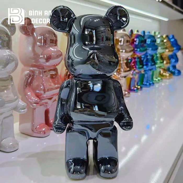 Tượng Gấu Bearbrick Trang Trí Sơn Vân 28cm