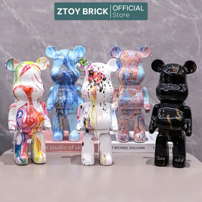 Gấu BEARBRICK mẫu loang đa sắc 28cm Mẫu Mới (2024) Mô hình gấu decor trưng  bày , làm quà tặng