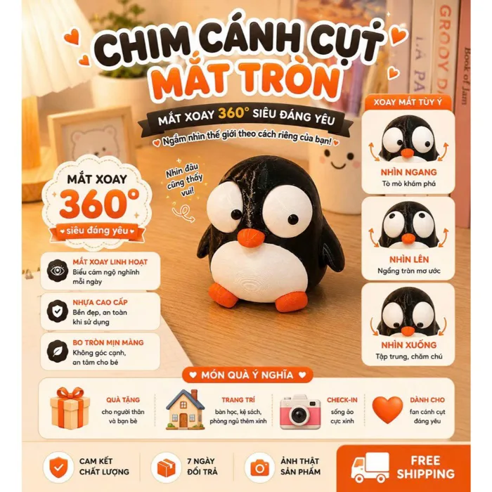 Mô Hình In 3D Mắt Xoay 360° Decor Bàn Làm Việc, bàn học - Đồ Chơi Giảm  Stress - Quà Tặng Độc Lạ, Dễ Thương cute đáng yêu