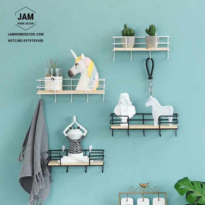 Kệ treo tường kết hợp móc treo đồ - Jam Home Decor