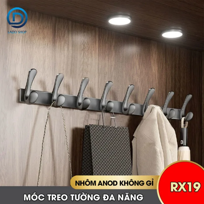 Bộ móc treo tường RX19 Nhôm Anod không rỉ, móc treo quần áo, móc treo đồ  trang trí, decor + tặng keo dán, tắt kê và vít | Lazada Việt Nam