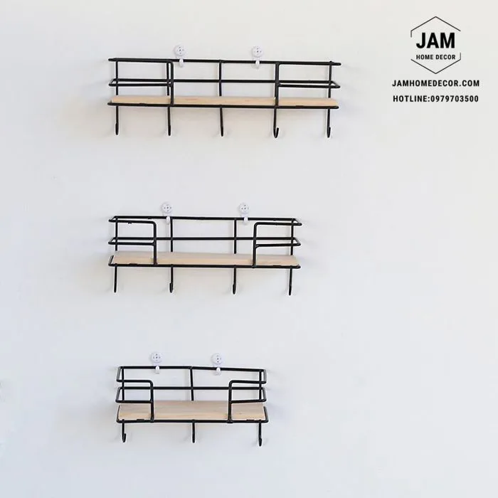 Kệ treo tường kết hợp móc treo đồ - Jam Home Decor