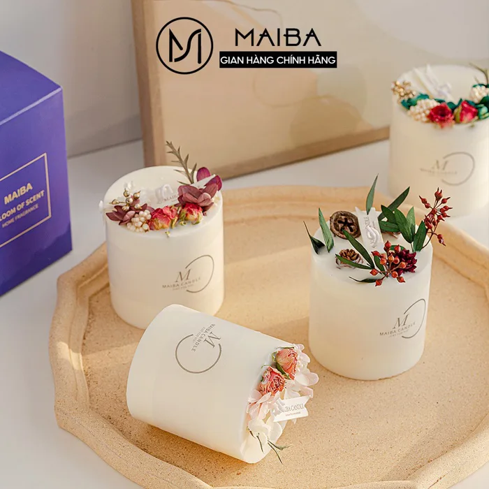 Nến thơm handmade hoa cỏ 4 mùa MAIBA mùi hương tự nhiên giúp thư giãn khử  mùi trang trí decor nến thơm phòng, nến tự làm