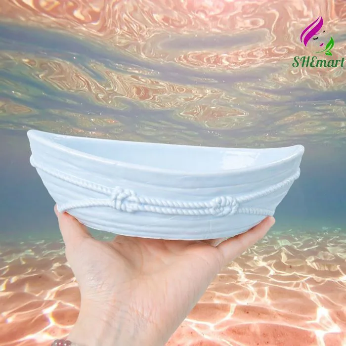 Chậu thuyền hoa để bàn đựng nến thơm | trồng sen đá decor góc học tập chụp  hình