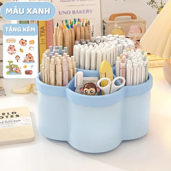 Ống cắm bút xoay 360 độ decor trang trí bàn học, kệ đựng đa năng 6 ngăn  tiện lợi cho bé | Shopee Việt Nam