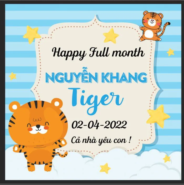 Phông nền xanh Fullmonth tuổi Hổ - Cát Decor Trang trí Đà Nẵng