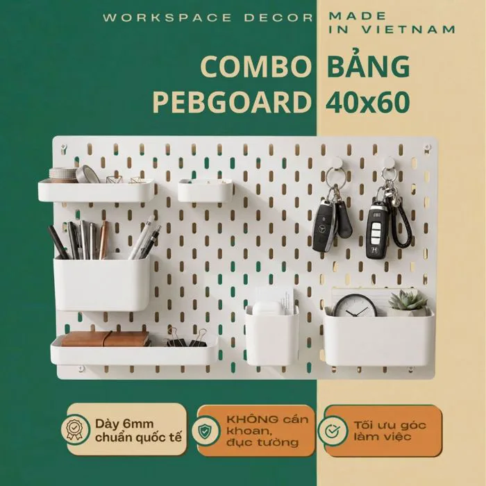 Bảng Kèm Phụ Kiện ) Combo Bảng Pegboard Gỗ, Bảng Gỗ Decor 40x60Cm Kèm Phụ Kiện, Decor Phòng Ngủ. | Shopee Việt Nam