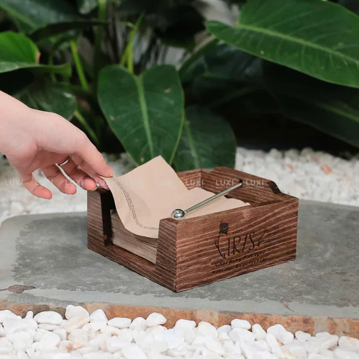 HỘP GỖ ĐỰNG GIẤY HÌNH VUÔNG - PHỤ KIỆN INOX - HIÊN ĐẠI | LUXI decor