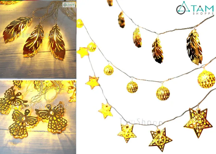 Dây đèn led phụ kiện kim loại vàng ánh kim [Nhiều kiểu - Điện] DAYDEN-25