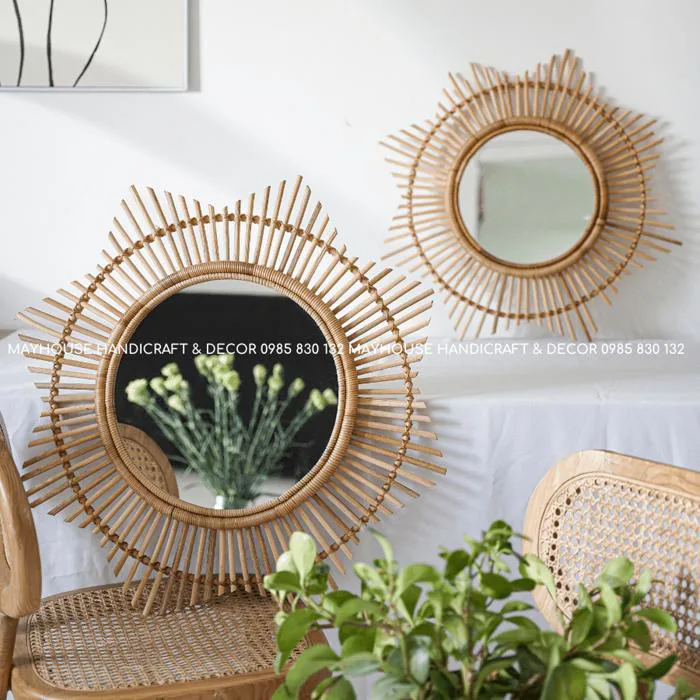 Gương mây tre đan decor treo tường cao cấp hình ngôi sao - Mayhouse – Craft  & Décor -
