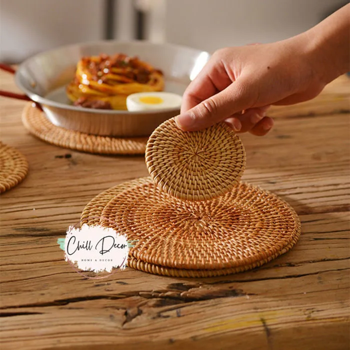 Lót Cốc/Ly Mây Tre Đan Thủ Công, Lót Ấm Chè - Phụ Kiện Trang Trí Bàn Ăn -  Chiu Decor | Lazada Việt Nam