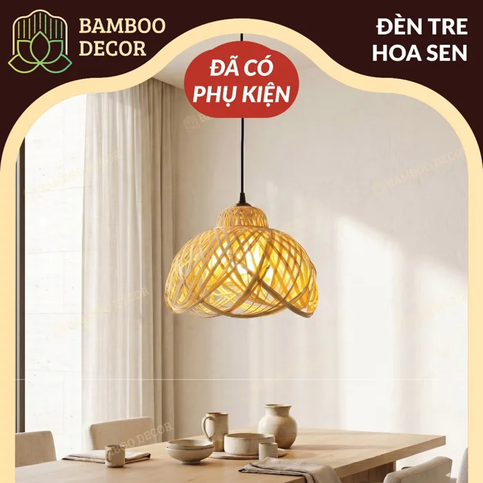 Bộ 3 Đèn Mây Tre Đan Cao Cấp Có Kèm Đầy Đủ Phụ Kiện - Đèn Tre Trang Trí Nhà  Cửa, Nhà Hàng, Quán Cafe