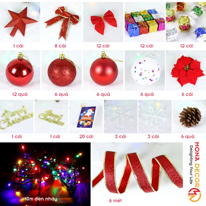 Gói Phụ Kiện Trang Trí Cây Thông Noel 1m8 ⋆ Gói Phụ Kiện Trang Trí Cây  Thông Noel 1m8 Giá Rẻ